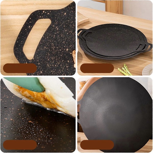 28cm Koreansk BBQ Grillpanna - Non-stick Cirkulär Grillplatta för Inomhus/Utomhusbruk