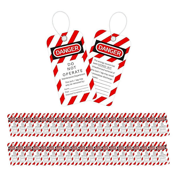 Lockout Tagout-taggar, 7,6 x 14,6 cm, 40 \"Fara - Får Ej Användas\"-taggar med 40 buntband, riv- och vattentåliga taggar