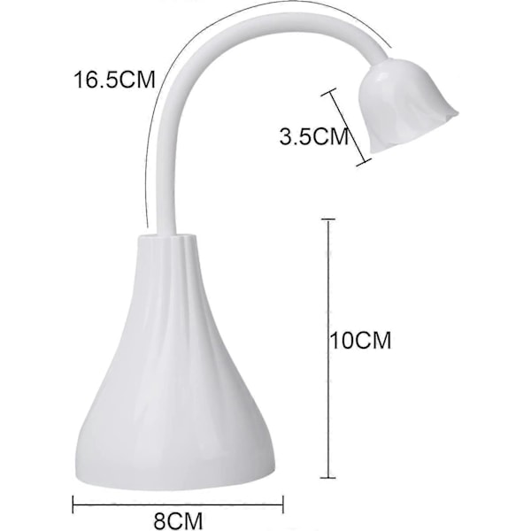 Mini Kannettava 18W Langaton Ladattava LED-kynsilamppu USB-kaapelilla (Valkoinen)