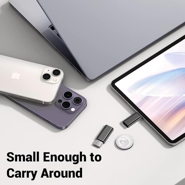 Temdan 4-pak Lightning til USB-C adapter til iPhone 15/16/17 Pro/17 Pro Max, til iPhone 17/16 oplader, 17/16 tilbehør, hurtigopladning og dataoverførsel