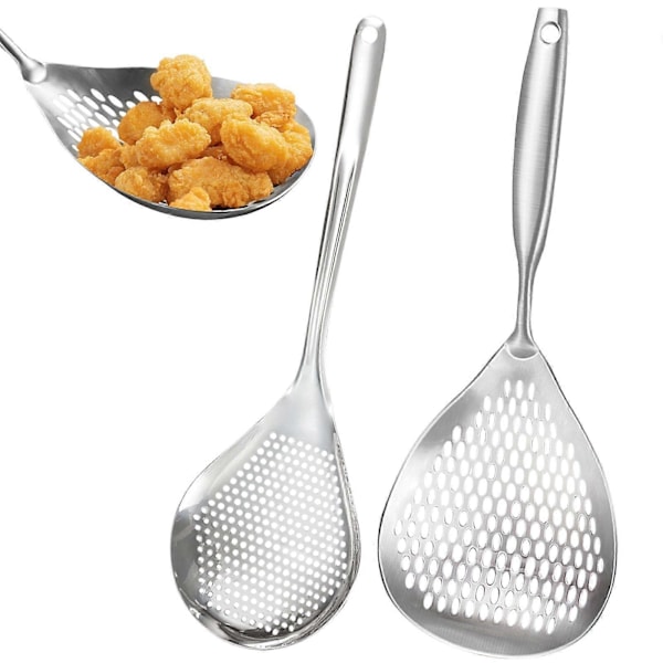 2-pack slitsade skedar i rostfritt stål för stekning och matlagning