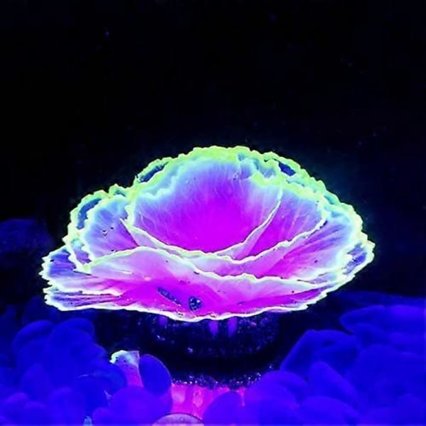 Dekorativ koral i resin til akvarium - Selvlysende effekt - Lilla