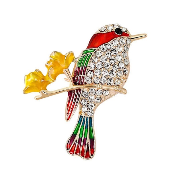 Fågelbrosch med strass | Smyckesgåva för kläder och accessoarer
