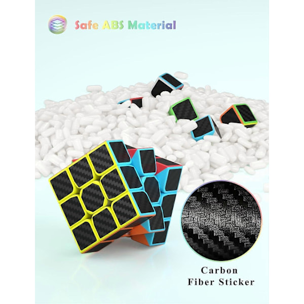 3x3 Speed Cube, 3x3x3 Magic Cube Super-Slitesterk Karbonfiber Klistremerke med Lyse Farger (3x3x3)