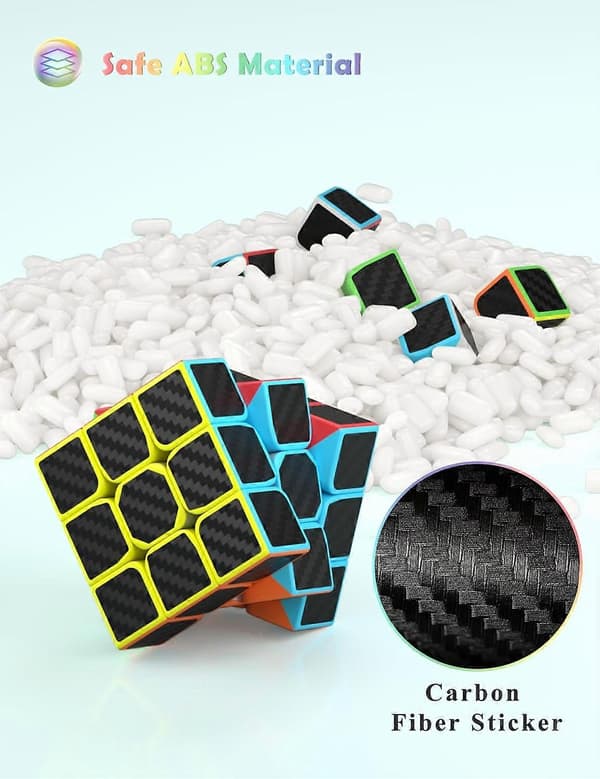 3x3 Speed Cube, 3x3x3 Magic Cube Supertålig Kolfiber Sticker med Starka Färger (3x3x3)