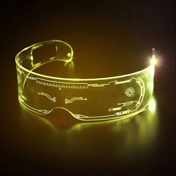 (Keltainen valo) LED-valolla varustetut 7-väriset kirkkaat linssit visiirilasit suojalasit Cyberpunk Rave Party Yellow light