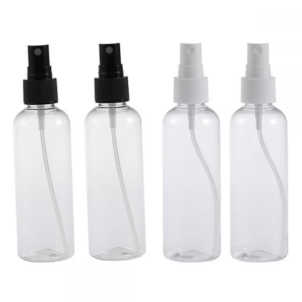 Bärbar Sprayflaska Påfyllningsbar Reseanvändning Transparenta Flaskor med Vit Spruta 100ml Cylindrisk Läcksäker 4st