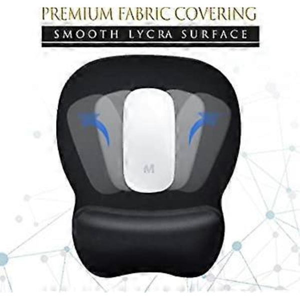 Ergonomisk musmatta med handledsstöd, gelmusmatta med handledsstöd, bekväm datormusmatta för bärbar dator, smärtlindrande musmatta med halkfri PU