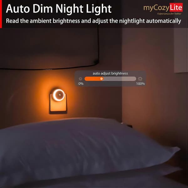 Amber Natlampe, Stik, Lille LED Natlampe, Skumring til Daggry Sensor, Auto Dæmpning, Energi E