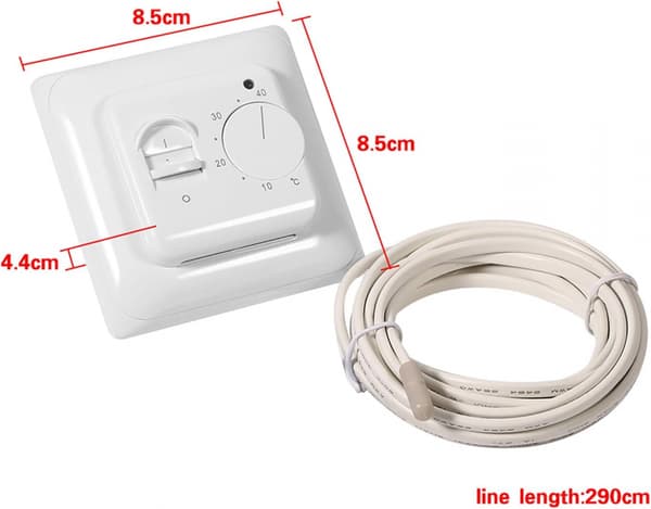 Manuell golvvärmetermostat 220v 16a, elektrisk golvvärmekontroller mekanisk rumstermostat med golvsensor