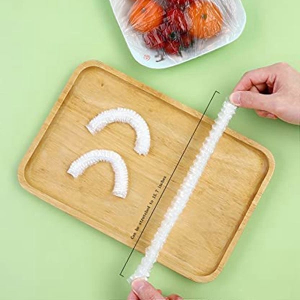 100 Stycken Plastfolie Skållock, med Elastik, Plastmatlock
