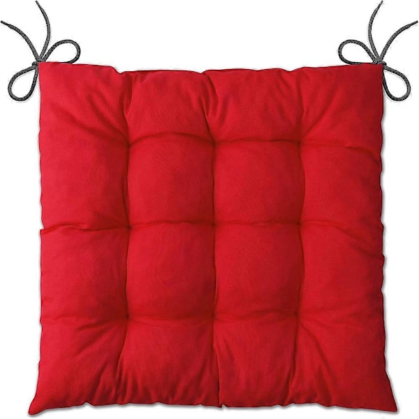 Set med 4 st stolsdynor röda (40x40x6 cm) - sittdynor för trädgårdsstolar, köks- eller matrumsstolar - bekväma