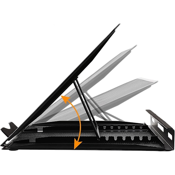 Ergonomisk og ventileret justerbart laptopstativ, 33 x 28 x 4 cm, Sort