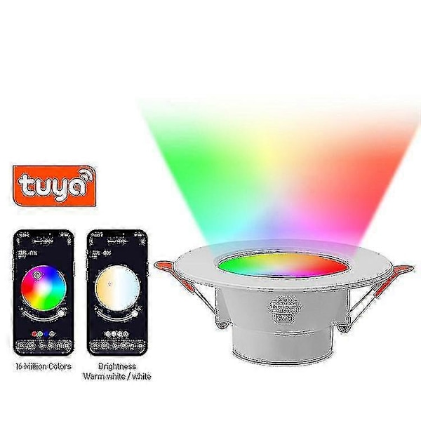 Pakker LED innfelt taklampe 10 W dimbar downlight 800 lm Rgb+cct+ac85 265v Bluetooth spotlight for stue