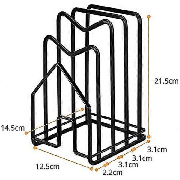 Skärbrädehylla med 2 självhäftande krokar, köksbänk, skärbrädeorganisator, ställ, hållare för grytlock, 12 cm L x 14 cm B x 22 cm H, vit