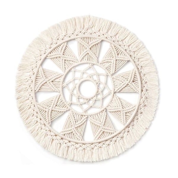 15-tuumainen makramee-seinäkoriste kranssi - Boho Mandala -seinävaate kodin sisustukseen
