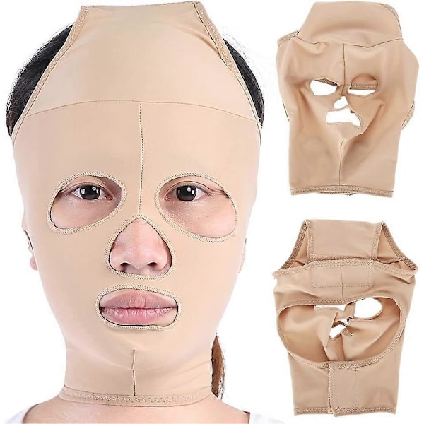 Anti-rynk bälte för ansiktet, V-linje ansiktsmask mot rynkor för kind och haka, ultratunt bandage (S)
