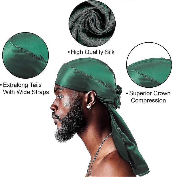 (Grå) 4 stk. Silky Durags, Silke Durag for Menn Kvinner Waves, Silke Durag Pakke 1 Wave Cap, Silky Satin Durag Ext P20250110792 grey