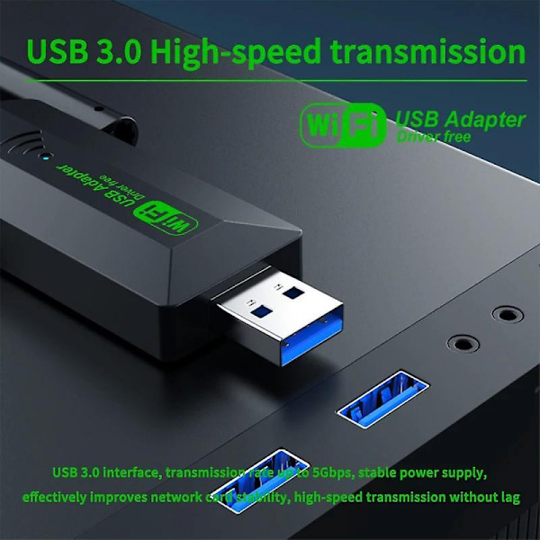 1200Mbps WiFi USB-adapter Dual Band 2.4G + 5Ghz Wi-Fi-dongle 4 Antenne 802.11AC USB3.0 Højhastigheds Trådløst Netværkskort