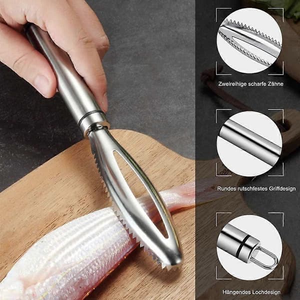 Fiskskalare, Professionell 304 Rostfritt Stål Fiskskrapa, Köksredskap