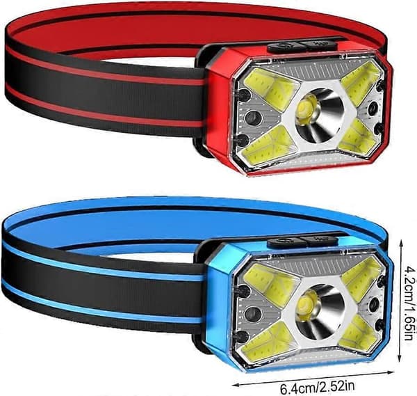 LED Pannlampa COB Sensor Rött Ljus Induktiv Hushållsmodell Typ-C Pannlampa, Blå