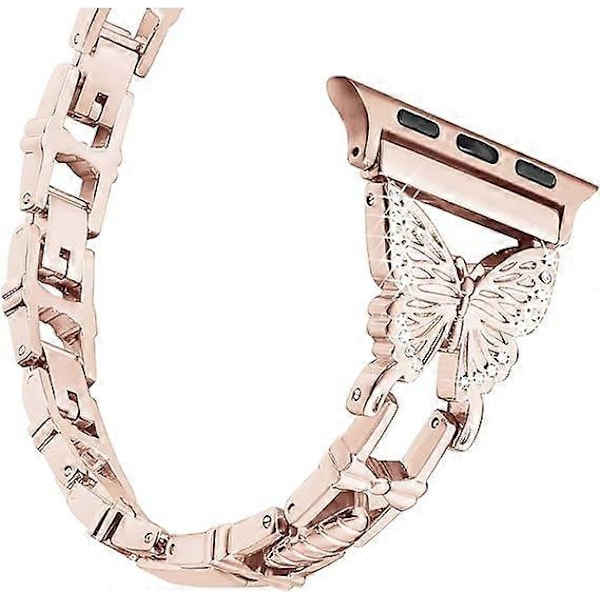 Starlight Kompatibel med Apple Watch Armband 41mm 40mm 38mm Metall Justerbart Glänsande Fjärilsarmband för Apple Watch Ultra, Series 8 7 6 5 4 3 2 1 SE