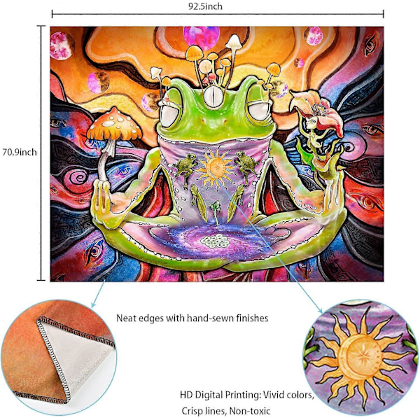 Sammakko Sieni Hippie Silmät Kuun Vaihe Abstrakti Seinävaate Huoneen Seinälle Ripustettava 180 x 235 cm