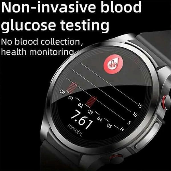 Blodsockerklocka, Ny Diabetisk Klocka Glukosmätare Tryck Puls Sport Blodsocker