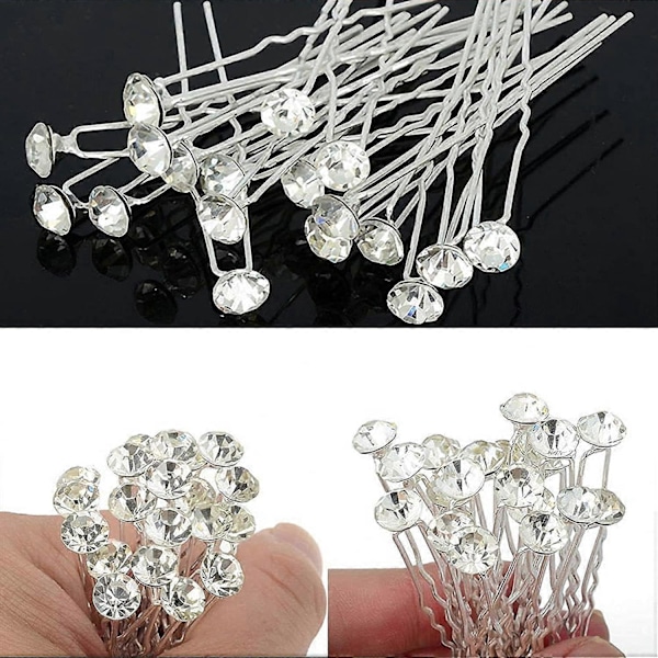 U-formad Diamant Hårklämma, Formade Diamant Hårnålar, Bröllopshårnål, Brud Pärlblomma Kristall För Bröllopstillbehör, 30 Enheter