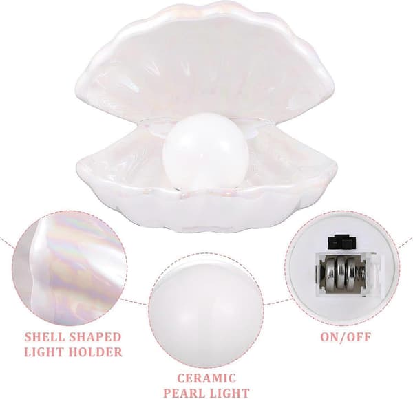 Shell Pearl Natlampe Keramisk LED Lampe til Soveværelse Accent Lampe til Hjemmet