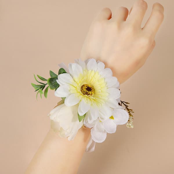 Blomsterkrans, pandebånd, krone, blomsterguirlande, hår, bryllup, med armbånd