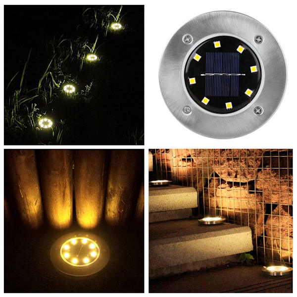 Speed 12 x LED solcellslampa infälld golvspotlight