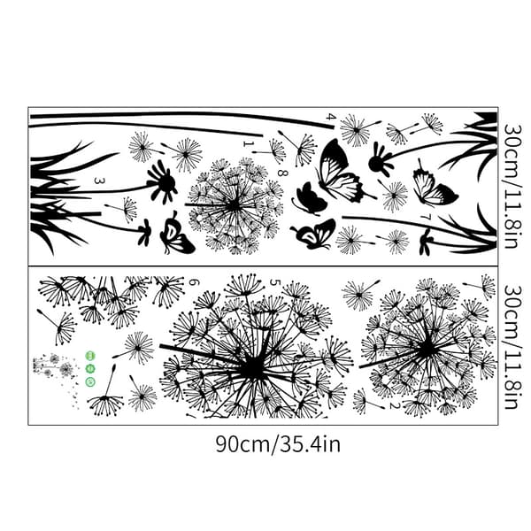 Väggdekal maskros, väggdekal maskrosboll fjärilsblommor