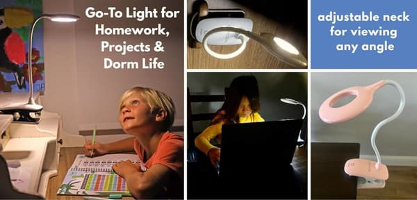 LED klemme-leselampe dimbar øyebeskyttende bordlampe