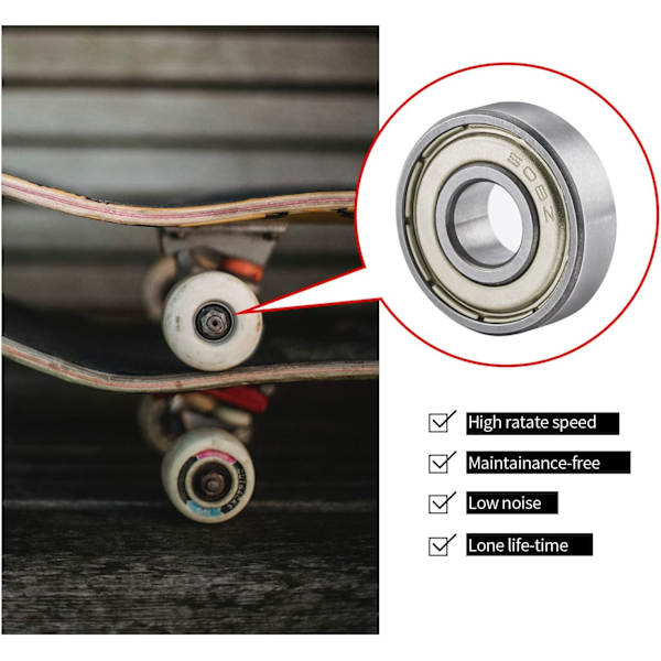 608zz Metall Dubbel Djup Skateboard Kullager