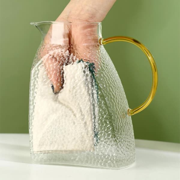 Glaskanna/karaff med lock i rostfritt stål, läckagesäker, 1,8 L