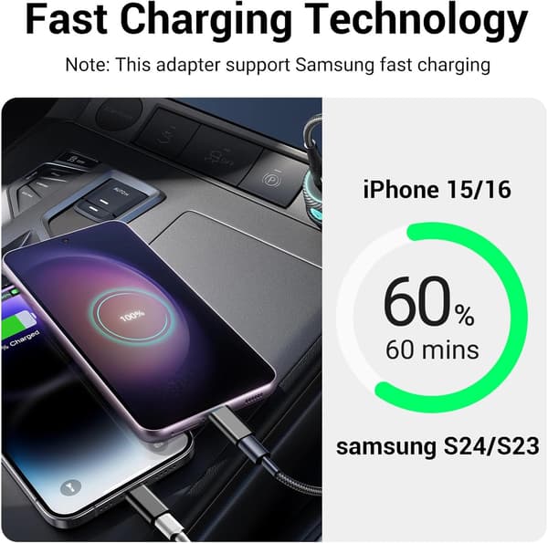Temdan 4-pak Lightning til USB-C adapter til iPhone 15/16/17 Pro/17 Pro Max, til iPhone 17/16 oplader, 17/16 tilbehør, hurtigopladning og dataoverførsel