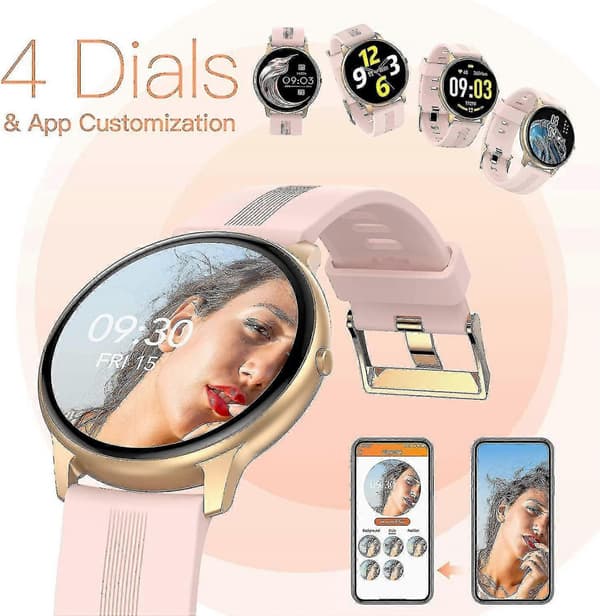1,3 tommer Bluetooth Sports Smartwatch med pulsmåler (pink)