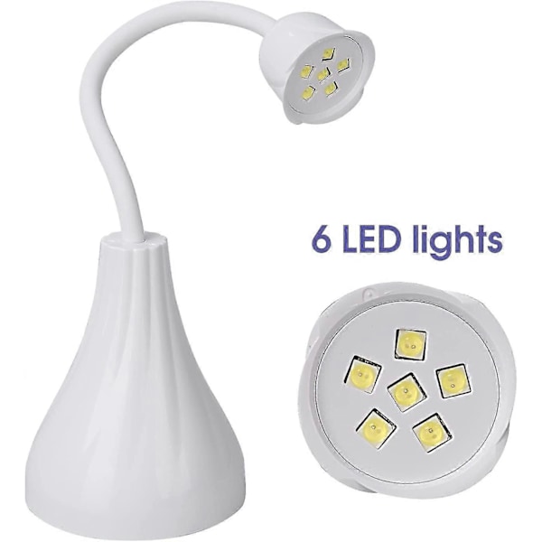 Mini Kannettava 18W Langaton Ladattava LED-kynsilamppu USB-kaapelilla (Valkoinen)