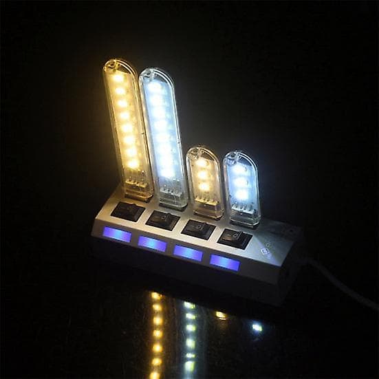 Mini Bærbar USB DC 5V 3 8LED Skabs Natlampe Skrivebordslæselampe