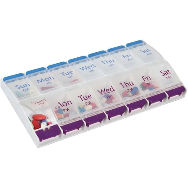 Ezy-Dose AM/PM Pillerplanerare med Tryckknapp (XL)