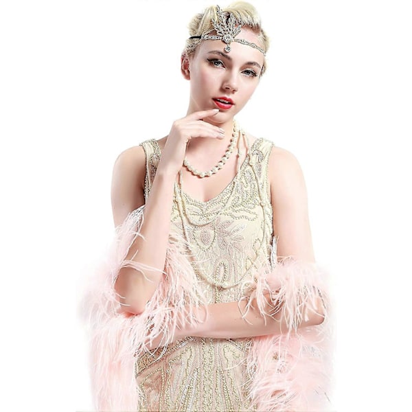 1920-luvun asusteet Hieno puku Pääpanta Kristallinen Flapper-pääpanta Gatsby 1920-luvun Art Deco -pääpannat Inspiroitu Lehtikruunu Helmi