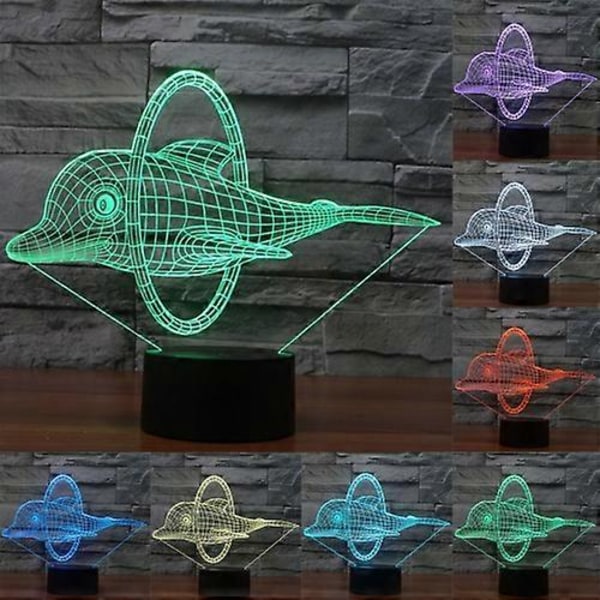 Delfin Hoppestil 3D Berøringsbryter Kontroll LED-lys