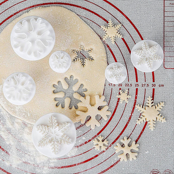 Dww-2 sett med 3 stk. Utstikkerform Julebakst Snøfnuggform for dekorasjon av kaker, fondant, sukkerpasta, grove snøfnugg
