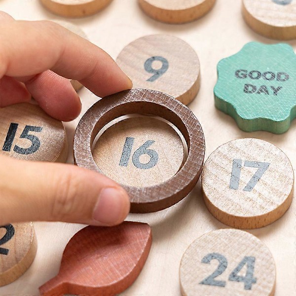 1 magnetisk kalenderornament i træ til børn