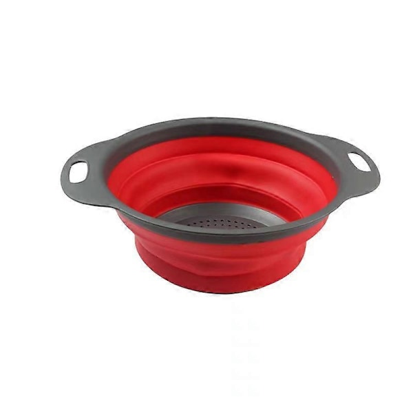 Rött Hopfällbart Durkslag Set, Runda Köksdurkslag i Silikon Diameter Storlekar 30 24 2.5 Cm Perfekt För Att Hälla Av Pasta Grönsaker Frukt