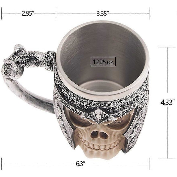 Muki Yksi Ruostumattomasta Teräksestä Valmistettu Pääkallo Olutmuki, Viikinki Tankard Soturi Pääkallo Muki, Keskiaikainen Pääkallo Juoma-astia Muki Kahville/Juomille/Mehulle