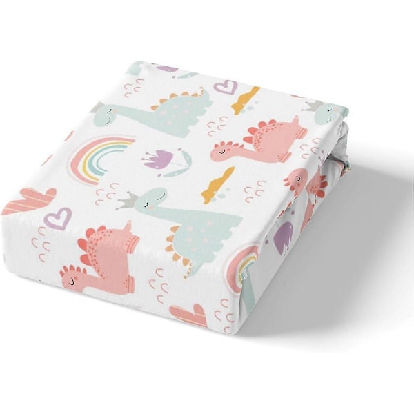1 Sett Tegneserie Dino Sengesett for Barn med Søtt Jungel Dino Design i Rosa Grønn King Size
