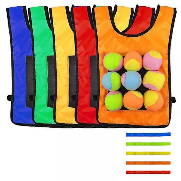 Barn Dodgeball Väst För Utomhuslekar Mellan Förälder och Barn Med 5 Bollar, Specifikation: Liten + 5 Svansar (Orange)