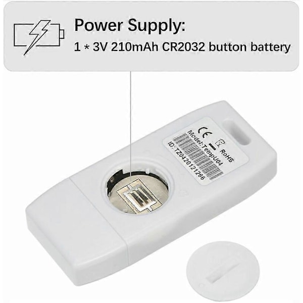 USB Datalogger Termometer - Återanvändbar Temperaturregistrering (32 000 Data), Grön